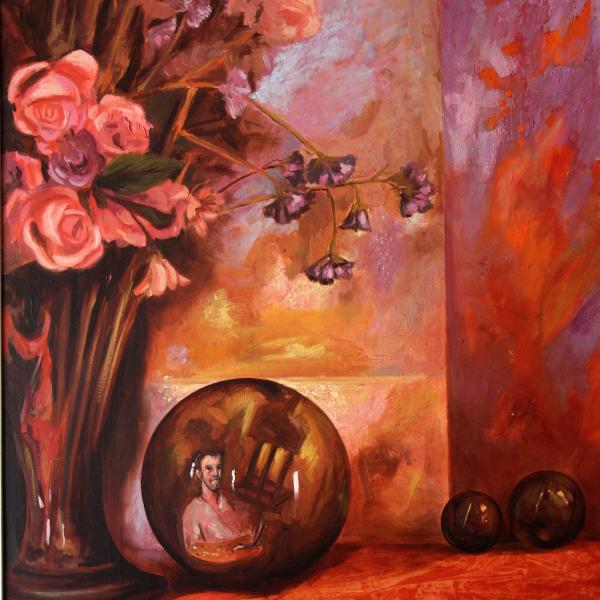 Autorretrato con flores — Alfonso Saura Llorens