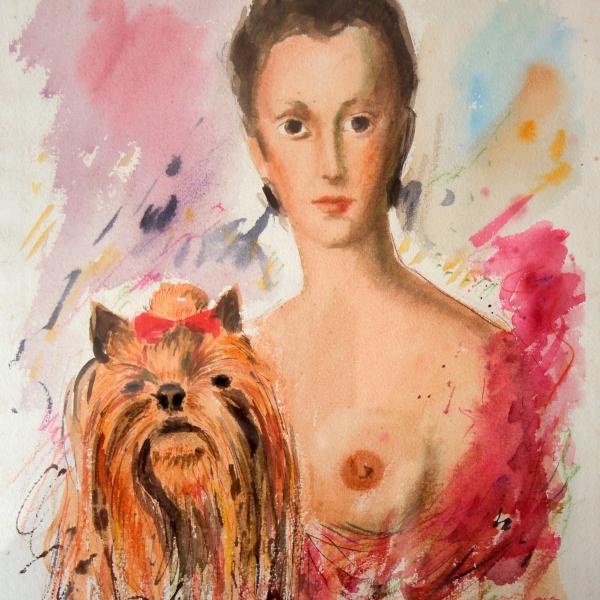 Retrato con perrito — Alfonso Saura Llorens