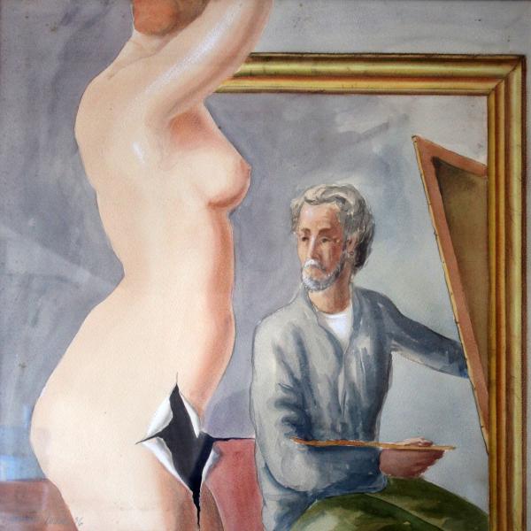 Autorretrato con modelo — Alfonso Saura Llorens