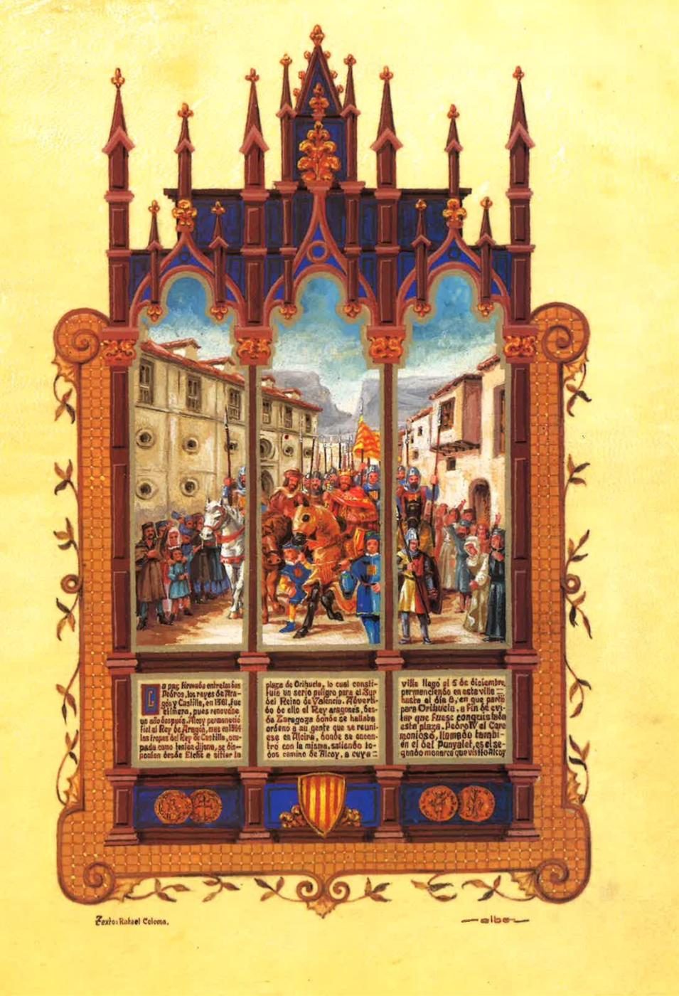 PINTURA MINIADA - PEDRO IV DE ARAGÓN EN ALCOY 1364