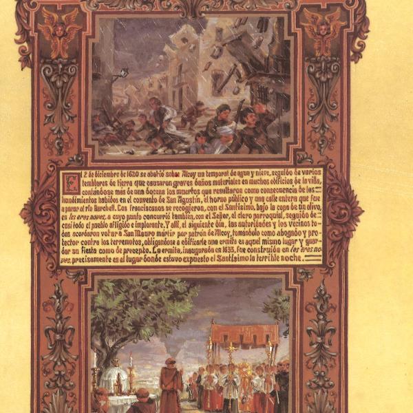 PINTURA MINIADA - LOS TERREMOTOS Y SAN MAURO 1620 — Luis Solbes Payá