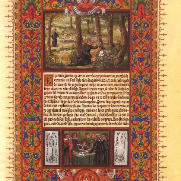 PINTURA MINIADA - LA VIRGEN DE LOS LIRIOS Y EL CARRASCAL 1653 — Luis Solbes Payá