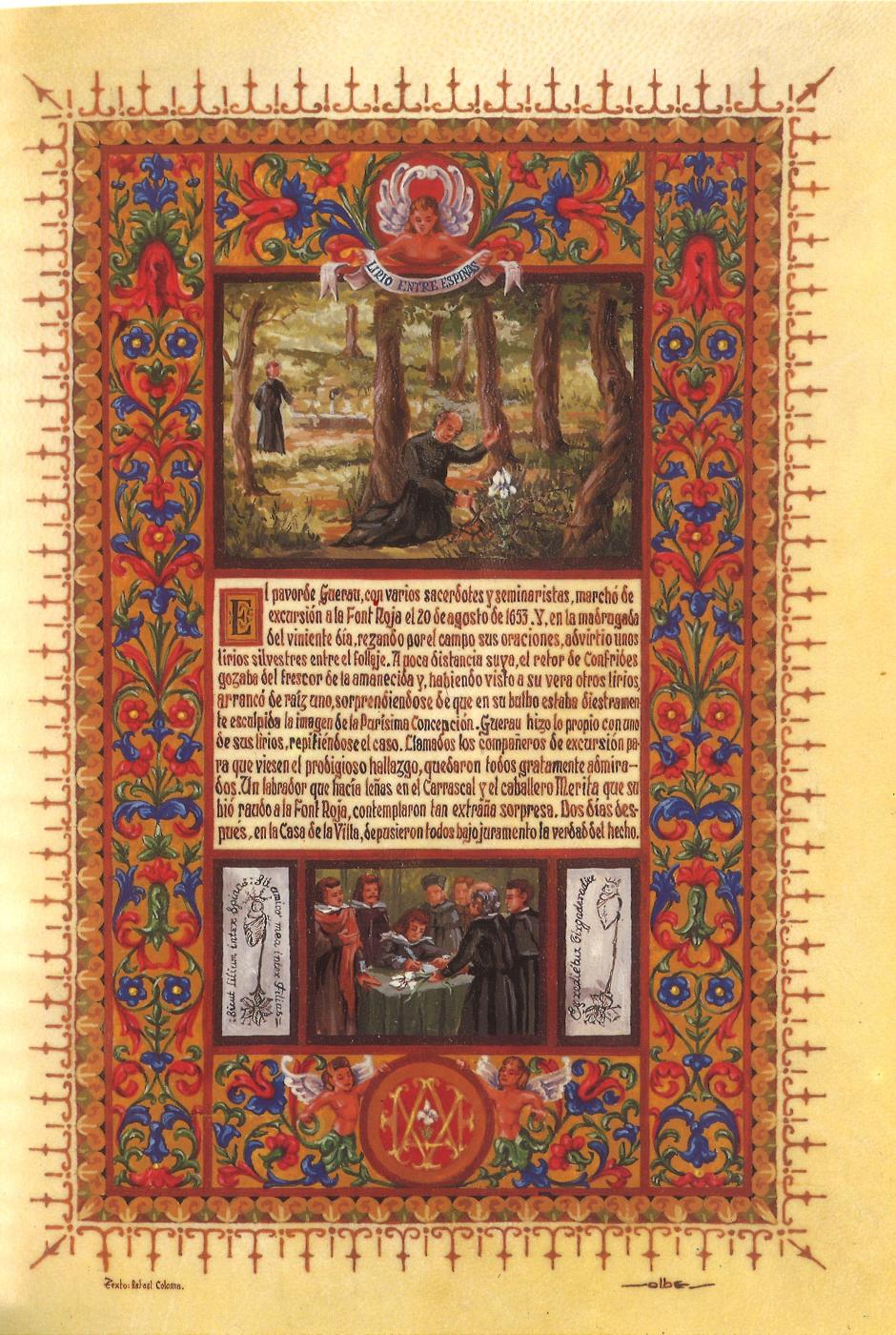 PINTURA MINIADA - LA VIRGEN DE LOS LIRIOS Y EL CARRASCAL 1653