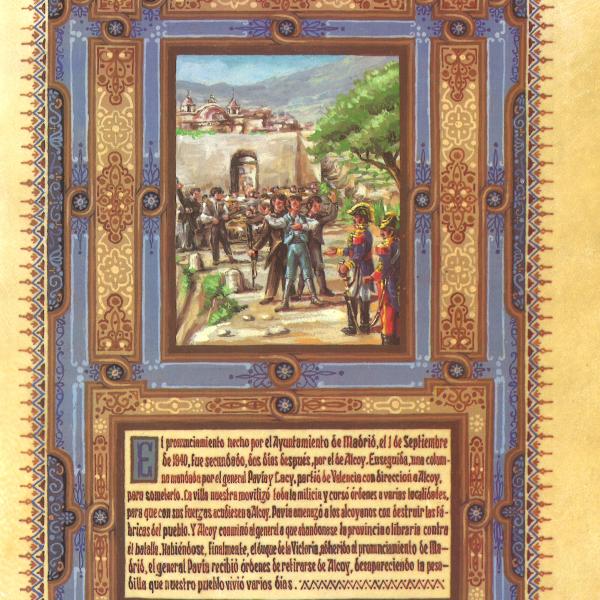 PINTURA MINIADA - EL GENERAL PAVÍA EN ALCOY 1840 — Luis Solbes Payá