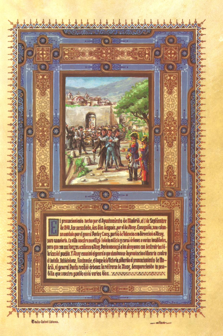 PINTURA MINIADA - EL GENERAL PAVÍA EN ALCOY 1840
