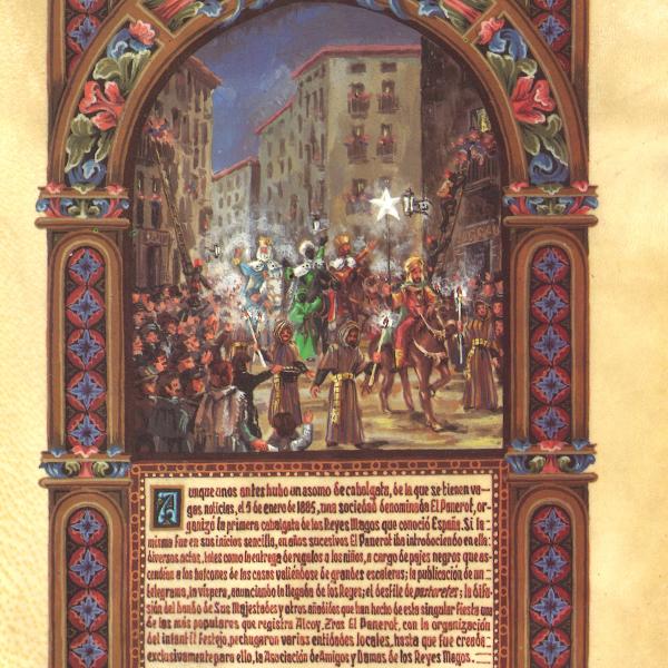 PINTURA MINIADA - LA PRIMERA CABALGATA DE REYES MAGOS DE ESPAÑA 1866 — Luis Solbes Payá