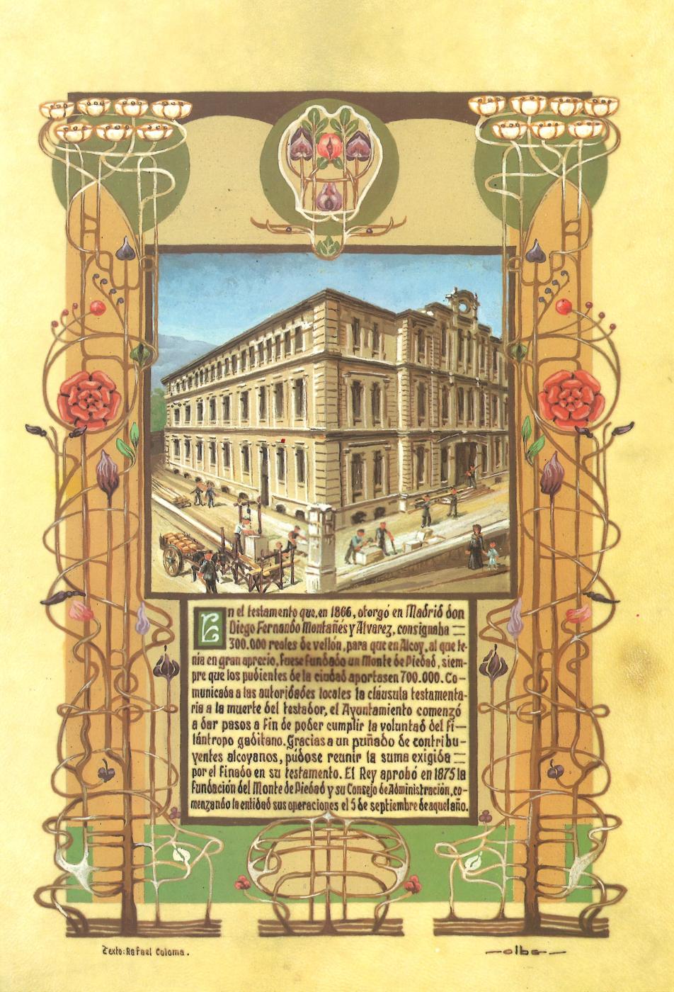 PINTURA MINIADA - CREACIÓN DEL MONTE DE PIEDAD 1875