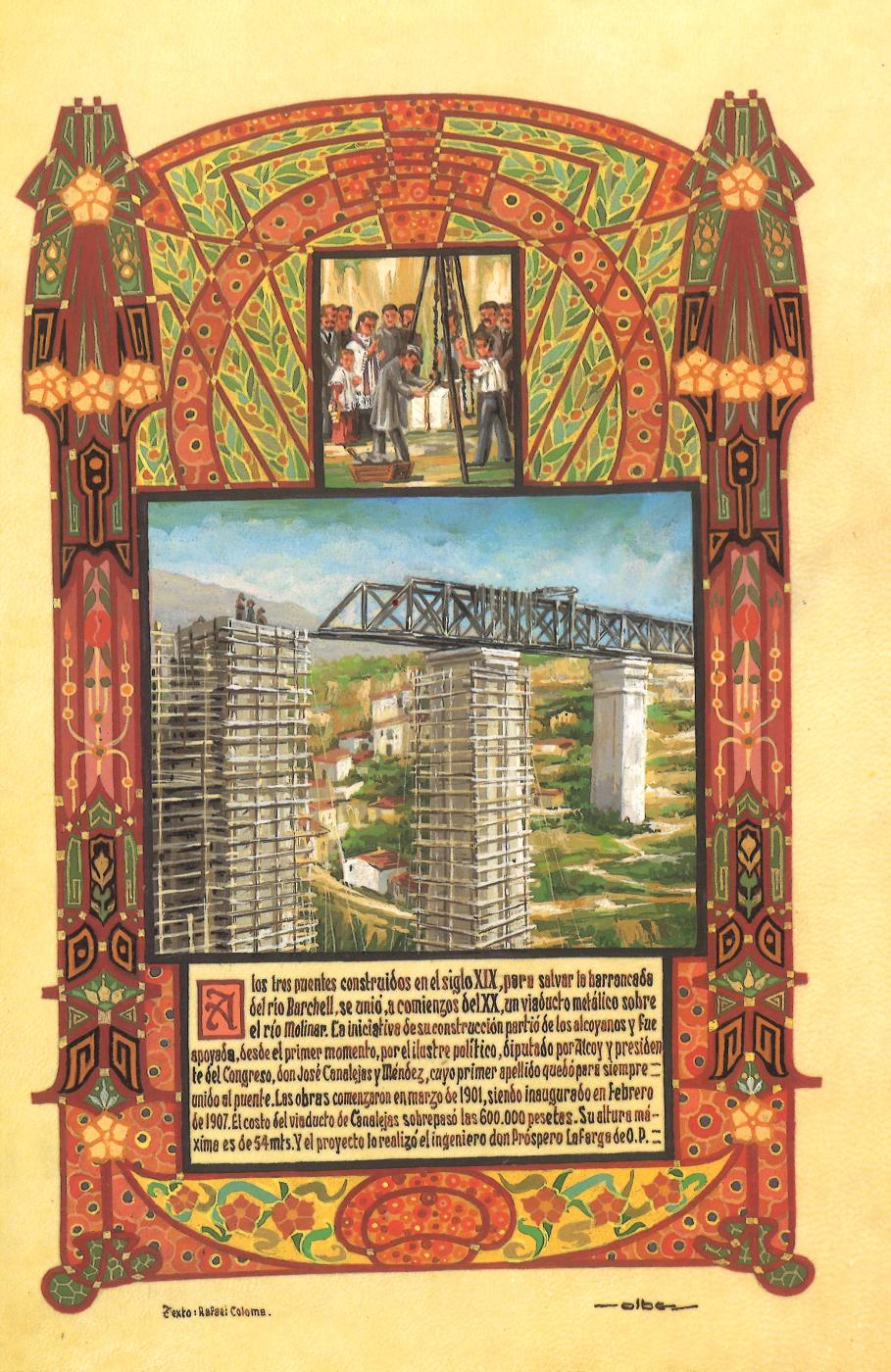 PINTURA MINIADA - EL VIADUCTO DE CANALEJAS 1902